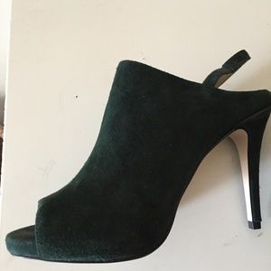 Forest Green Peep Toe Heels